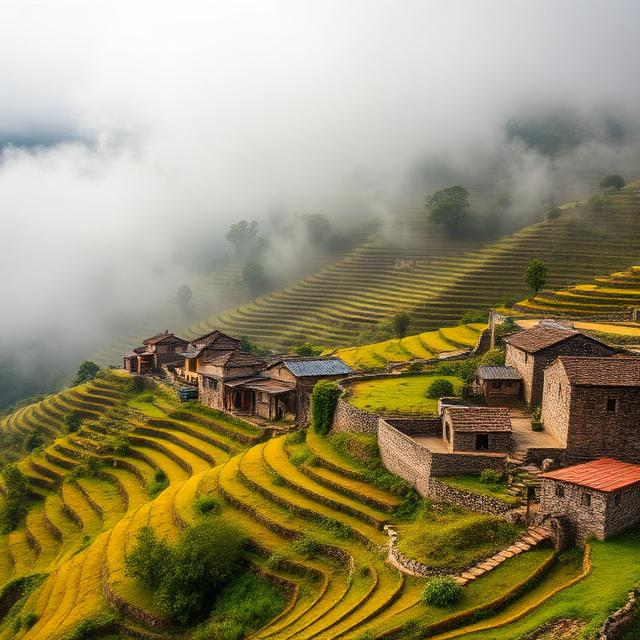Terraced Himalayan village