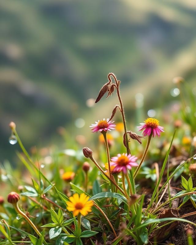 Wild mountain flowers and herbs